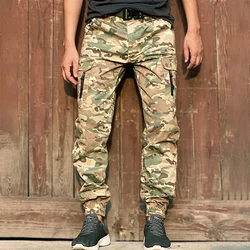 Mege-calças cargo táticas masculinas, streetwear, camuflagem, trabalho, casual, urbano