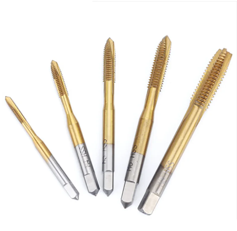 HSS High Hardness, Durable Screw-Point Tap Yellow Coating, Right Hand TypeM14/M14*1.5/M16/M16*1.5/M18/M18*1.5