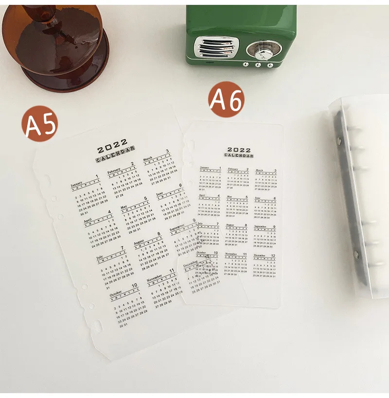 A5A6 Loose-leaf 2025 Calendar Divider And Baffle PP Transparent Matte Loose-leaf Universal Notebook Divider Accessories