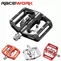 RACEWORK MTB Juego de pedales automáticos Clip de un solo lado Medidor de potencia compacto de doble función Plataforma pedales de bicicleta de montaña