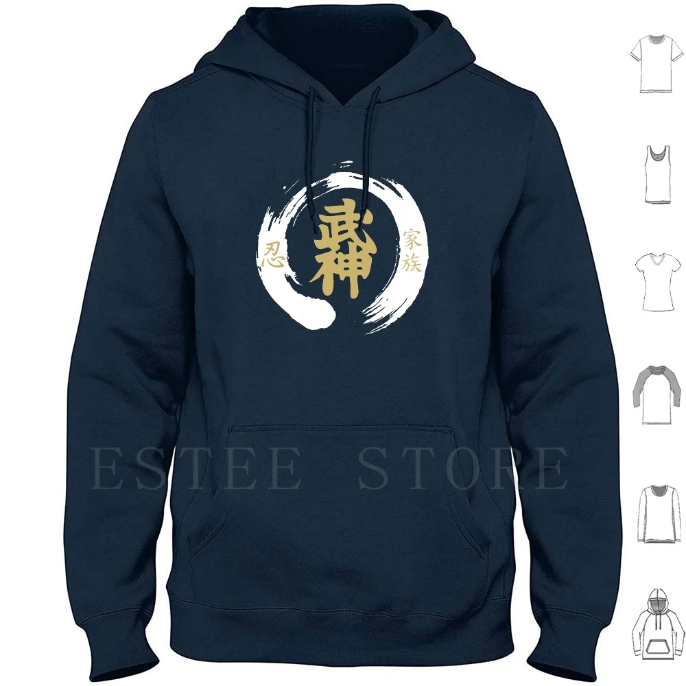 Bujinkan Paint Stylized Logo Dtg50 Hoodie Long Sleeve Bujinkan Soke Ninjutsu Espionage Tabi Menkyo Black Belt Edo Period