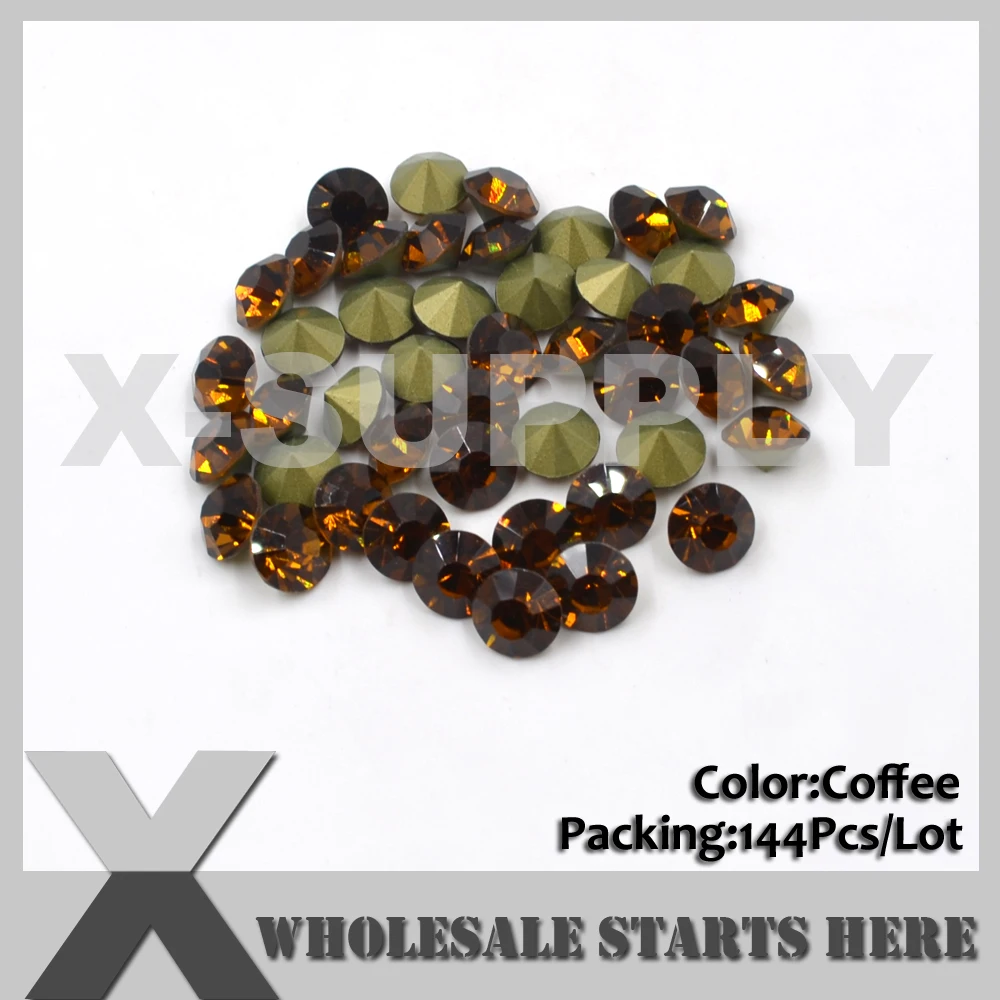 SS45(10mm) Coffee Loose Rhinestone,Pointed Sharp Back,Used for Single Metal Setting,Cup Chain Decorations