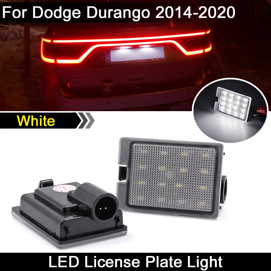 2Pcs  For Dodge Durango 2014 2015 2016 2017 2018 2019 2020 High Brightness White LED License Plate Light Number Plate Lamp