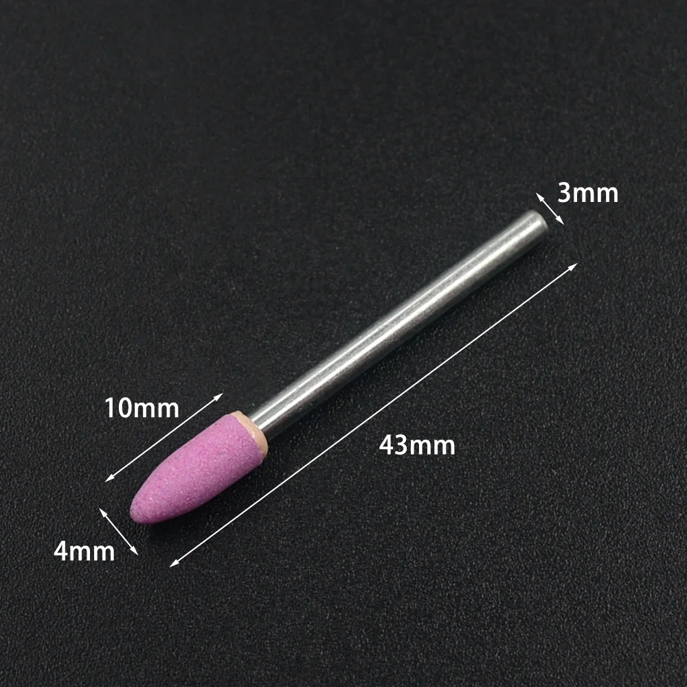 10 Stks/partij 3*4Mm Schurende Gemonteerd Steen Dremel Accessoires Slijpsteen Wiel Hoofd Voor Dremel Rotary Gereedschap Bullet-Vorm Roze