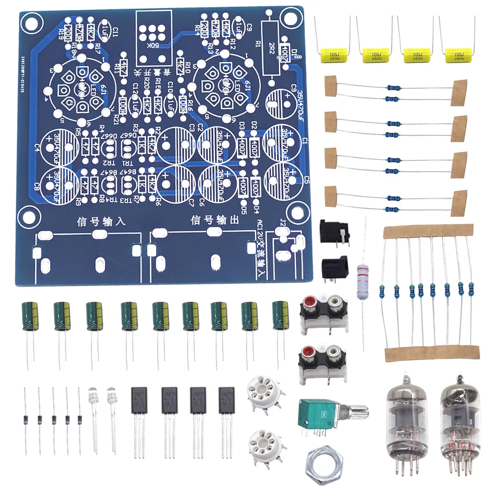 6J1/6J2/6K4 DIY Tube Amplifier Audio Board Tube Fever Pre Amplifier Headphone Buffer DIY Kit Stereo Potentiometer AC 12V Valve