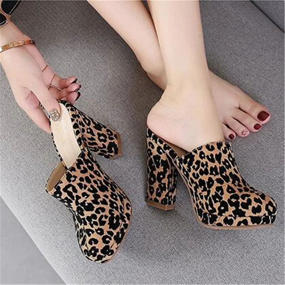 European American Style High-Heel Baotou Semi Slippers Women\'s 2024 New Waterproof Platform Shoes Ladies Wear Fashion Thick Heel