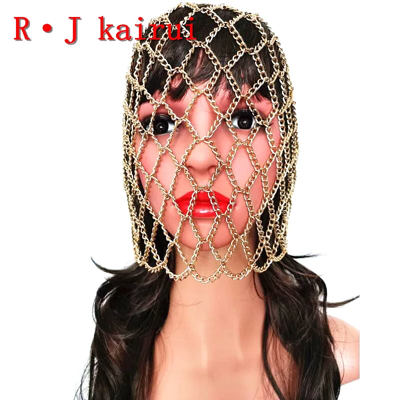 New Fashion RJH028 Gold Chains Head Jewelry Unique Design Layers Face Chains Jewelry Costume Jewelry 3 Colors