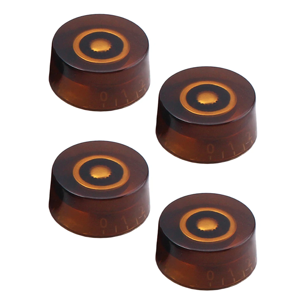 4pcs Acrylic Electric Guitar Volume Tone Knobs for LP SG Style Guitar Parts, Brown