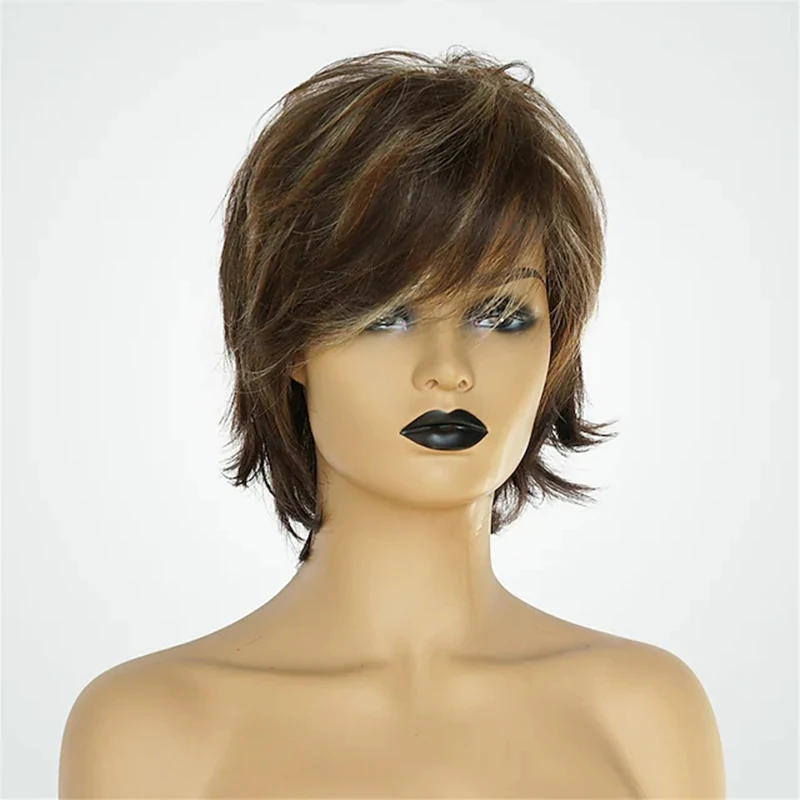 Synthetic Hair Wig Short Straight Mixed Hairstyles Straight With Bangs Capless Women's Wigs