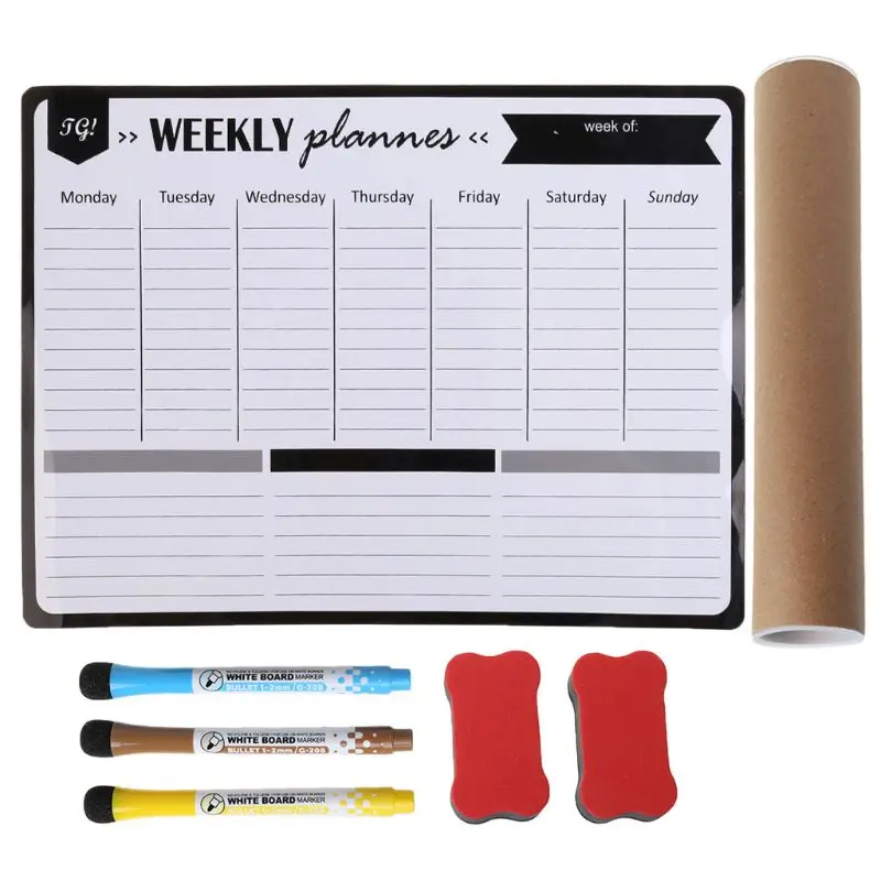 Weekly Planner Soft Whiteboard Fridge Magnets Message Remind Memo Pad M5TB