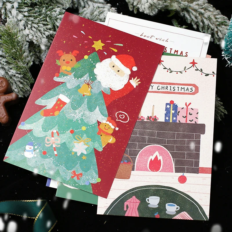 Lot de cartes de vœux, 30 feuilles/lot, série Jingle de noël, carte postale de bénédiction, arbre de noël, bricolage, cadeau du nouvel an