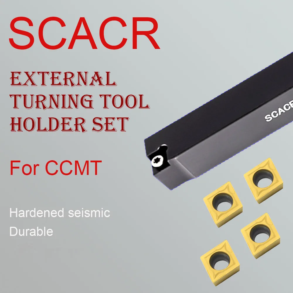 SCACR1616H09 SCACR2020K09 SCACR2525M09 CNC External Turning Tool Holder Lathe Boring Bar Cutting 10 PCS CCMT09 Carbide Insert