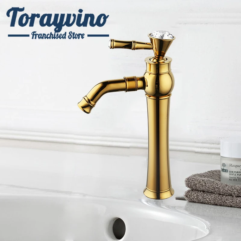 

Torayvino gold bathroom faucets basin robinet brass basin faucets single handle deck mounted basin hot & cold mixer taps