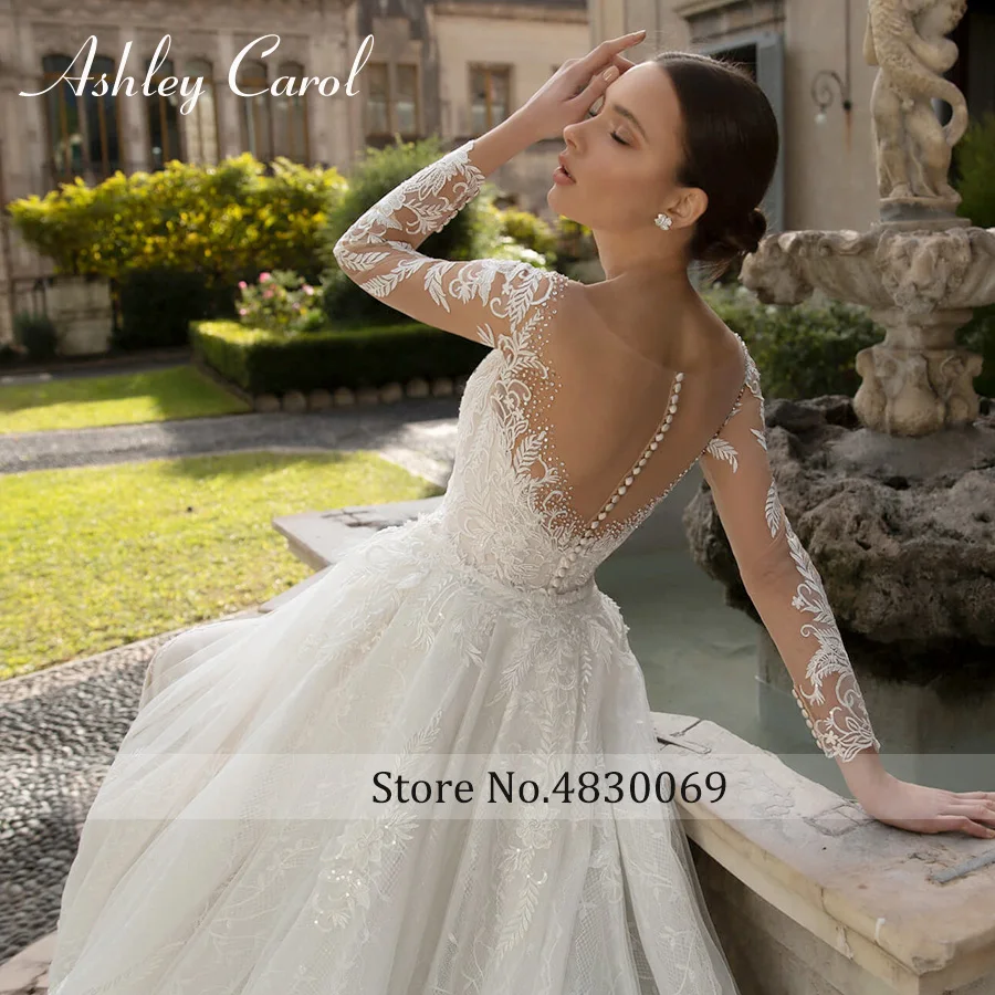 Ashley Carol Sexy Mermaid Trouwjurk 2023 Afneembare 2 In 1 Lange Mouw Romantische Kant Applicaties Wedding Gown Vestido Novia