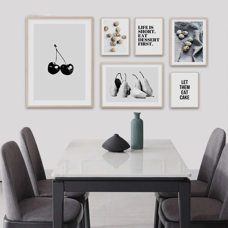 Berry Pear Fruit Food Drink Poster Minimalist Kitchen Wall Art Print Simple Canvas Painting Modern Picture Dining Room Decor