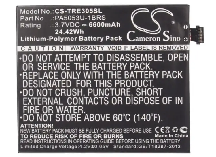 

cameron sino 6600mah battery for TOSHIBA AT205 AT205-T16 AT305 Excite 10 10LE PA5053U-1BRS Tablet Battery