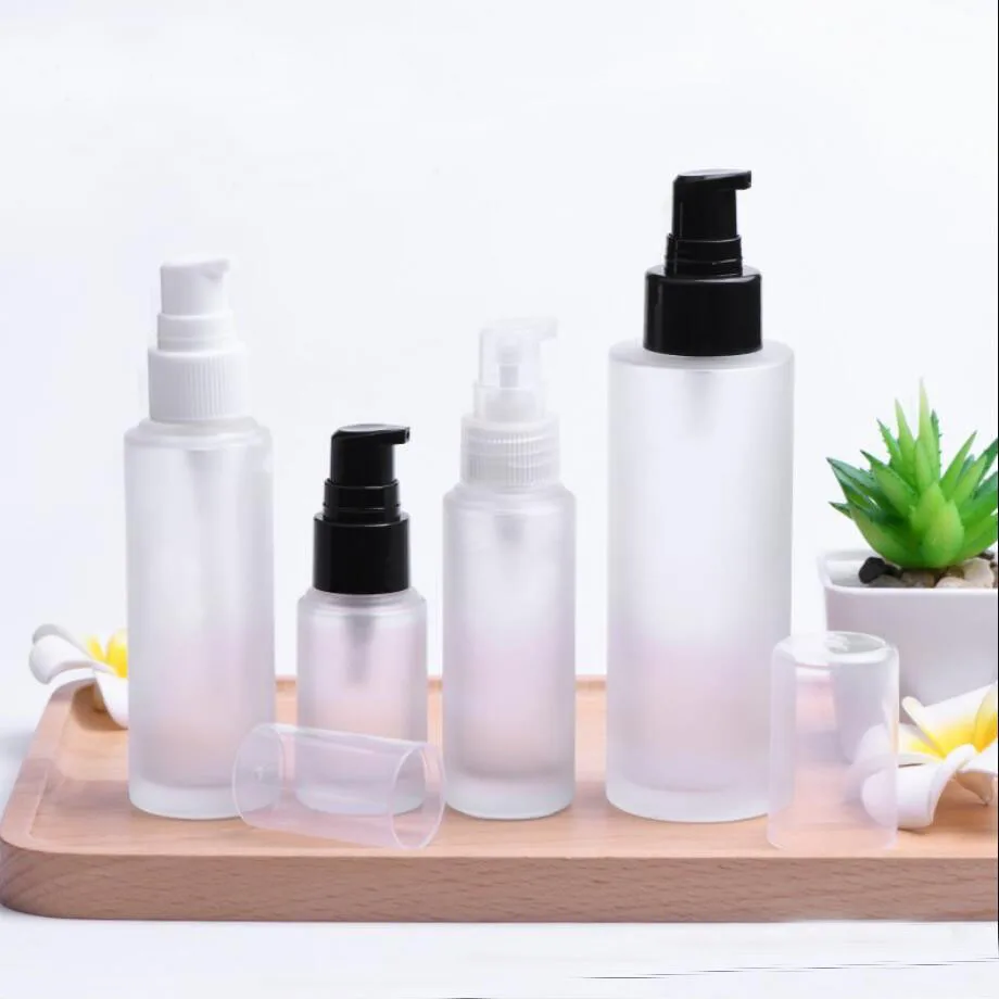 

20ml frosted glass bottle with plastic black/white/transparent press pump for lotion/emulsion/foundation/serum cosmetic packing