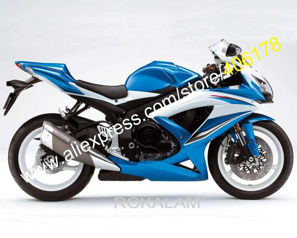 White Blue For Suzuki Fairings GSXR 600 750 2008 2009 2010 K8 GSXR600 GSXR750 08 09 10 Fairing (Injection Molding)