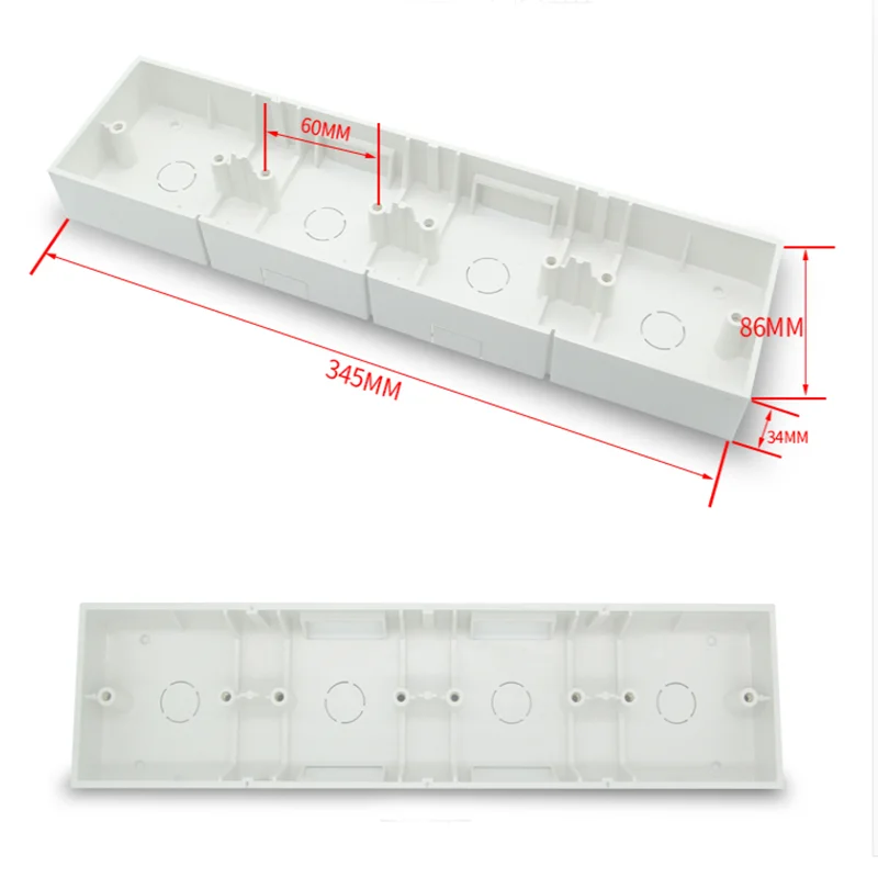 Caja de instalación de luz, Base de enchufe de interruptor de pared modelo L86 L173 L258 L344, cajas inferiores de unión de montaje en superficie,