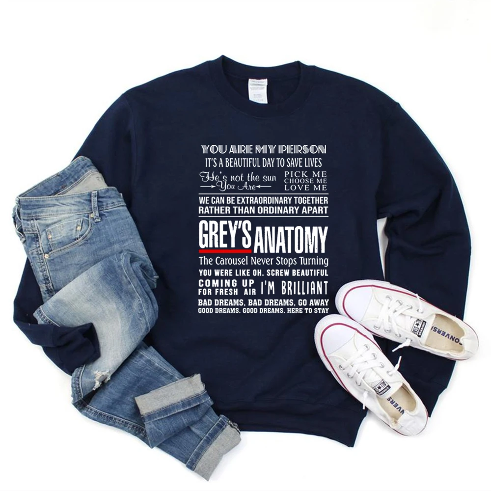 Greys Anatomy Sweatshirt You\'re My Person Greys Anatomy Tv Show Inspired Quotes Hoodie Women Kawaii Sweatshirts Casual Tops