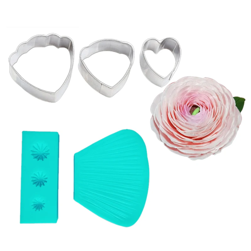 CS215 Buttercup Flower Petal Double Side Veiner Cake Decorating Tools Ranuncula Sugar Clay Fondant Sugarcraft Mold