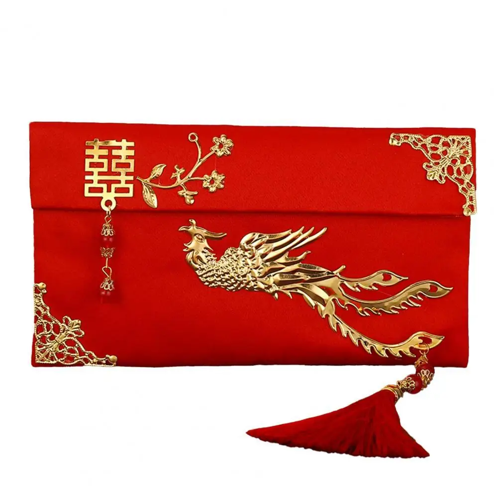 Sobre rojo con textura de bolsa de dinero de la suerte, seda sintética, visitas de parentes, Año Nuevo, sobre rojo para el Festival de Primavera Chino HongBao, 2023