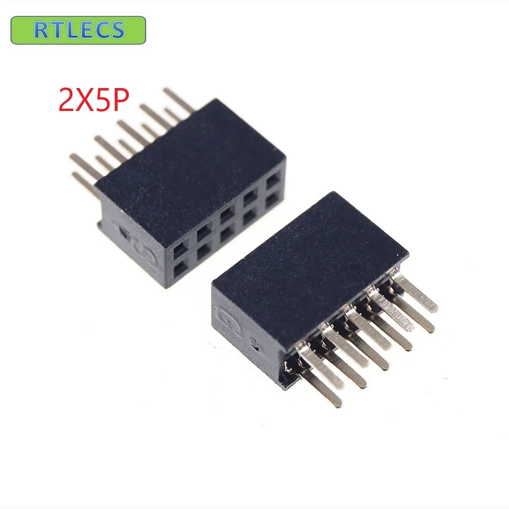 1000pcs 2x5 P 10 pin 1.27mm Pitch Pin Header Female dual row straight through hole DIP Rohs Lead free