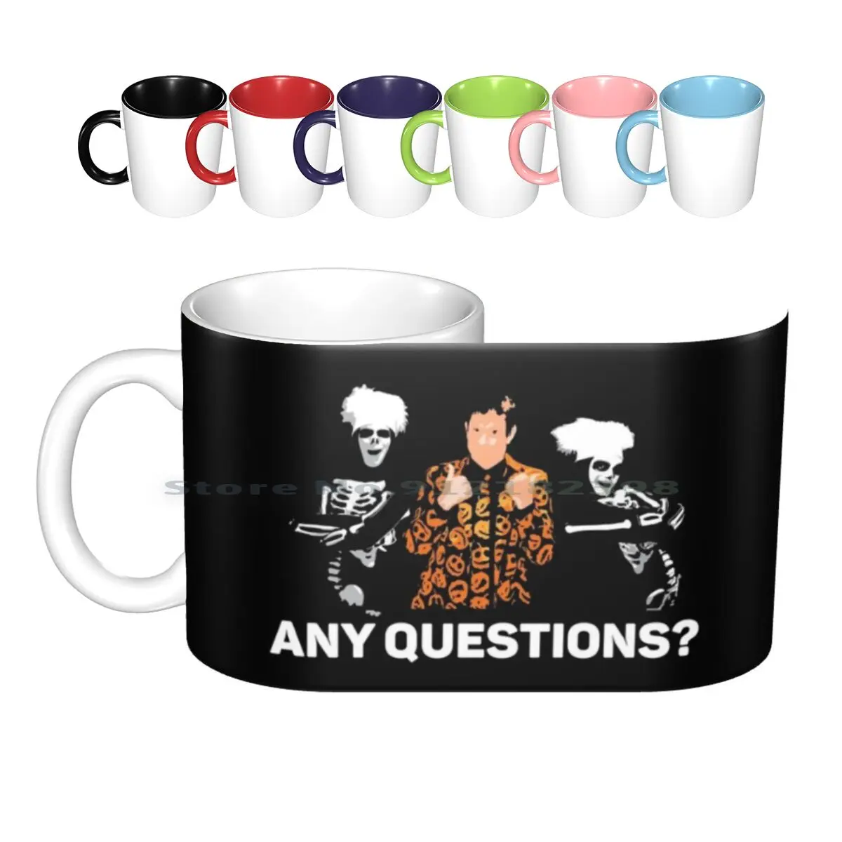 Any Questions ? Ceramic Mugs Coffee Cups Milk Tea Mug David Pumpkins Halloween Orange Black Skeletons Tom Hanks Funny Comedy