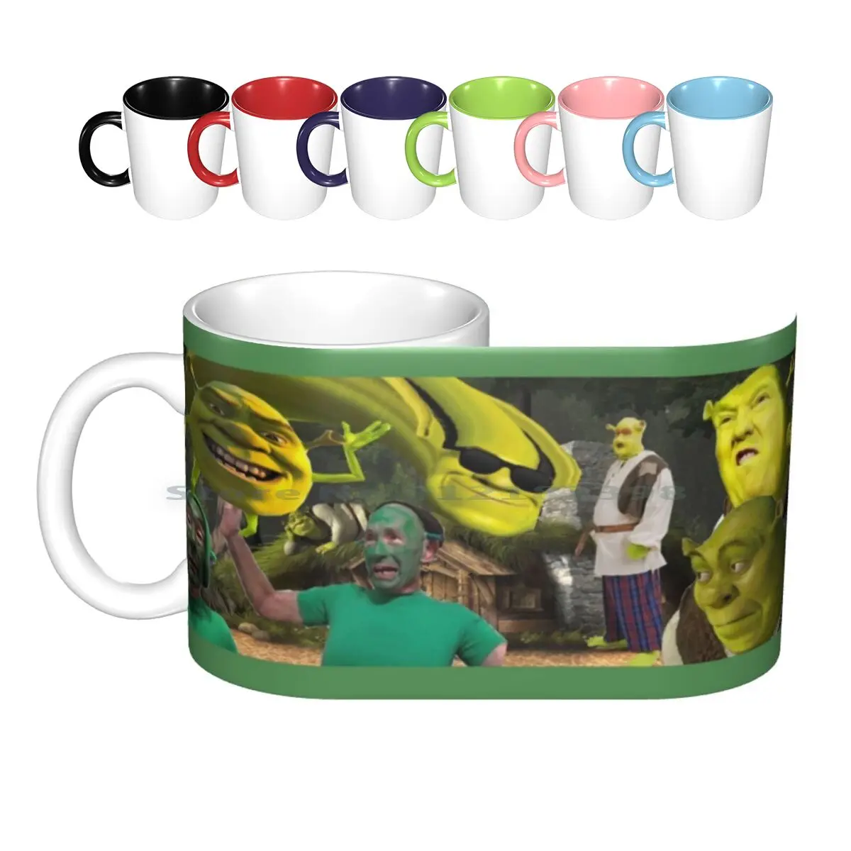 Shrek Collage Mug Ceramic Mugs Coffee Cups Milk Tea Mug Shrek Meme Funny Ray Sipe Shrek Is Life Life Shrek Is Love Love Donkey