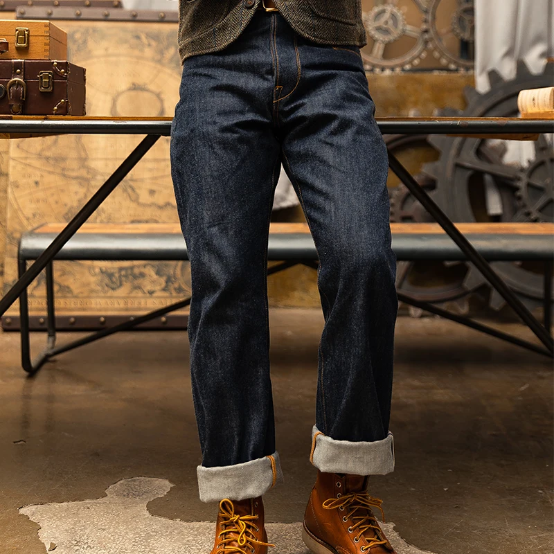 350-0001 Read Description! Red Tornado Indigo Selvage Unwashed Pants Unsanforized Brass Buckle Raw Denim Jean 14oz