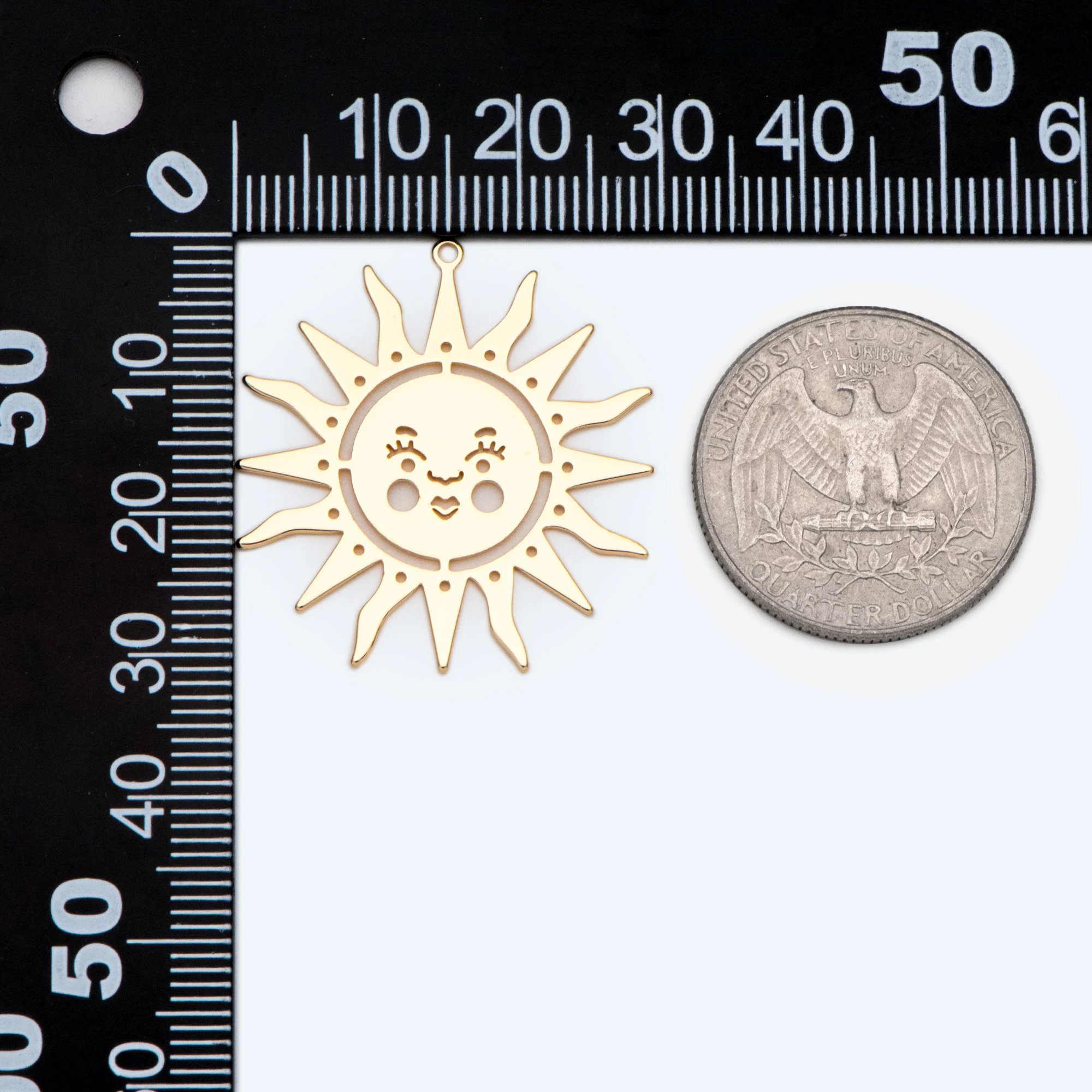 4pcs Gold Sun Charm, Sun Face Earring Charm, Tribal Sun Charm for Jewelry Making, Celestial Sun, Laser Cut Supplies (GB-2453)