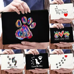 Bolsas de cosméticos con estampado de Peace Love Dogs para mujer, bolsa de maquillaje con cremallera y patas bonitas Love My Dog, bolsa organizadora de artículos de tocador de viaje de gran capacidad