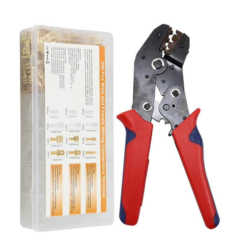 Hand Tool Crimping Pliers Terminal Combination Set SN-48B Crimping Pliers 0.5-1.5mm2 Pliers 300pcs Terminal Crimping Tool Set