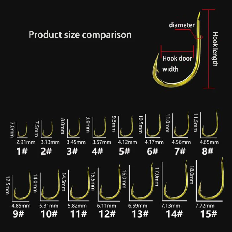 DYGYGYFZ 50pcs/pack of Double Slot Izu Fish Hook Black Gold Blood Slot Slot with Barbed Bulk Hook Fishing Gear