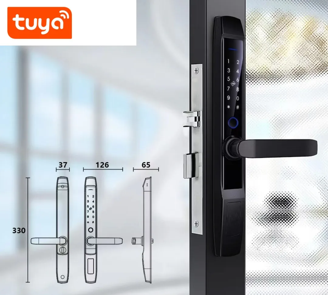 tuya broken bridge aluminum alloy door frame fingerprint keyboard password IC card key smart door lock