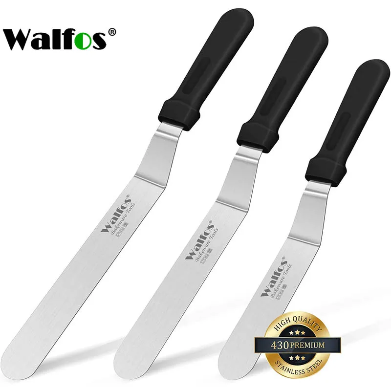 

Walfos Icing Spatula, Stainless Steel Cake Spatula with Sturdy and Durable Handle Cake Decorating Spatula Set of 3