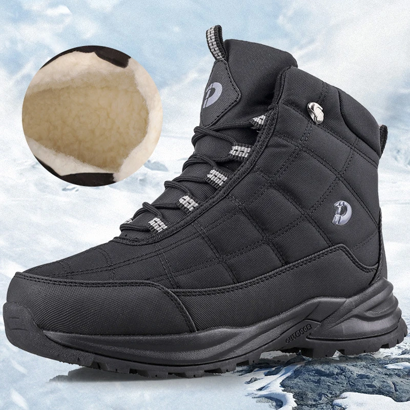 Men Winter Boots 2023 New Thick Plush Snow Boots Men Warm Non-slip Waterproof Winter Shoes Zipper Ankle Boots