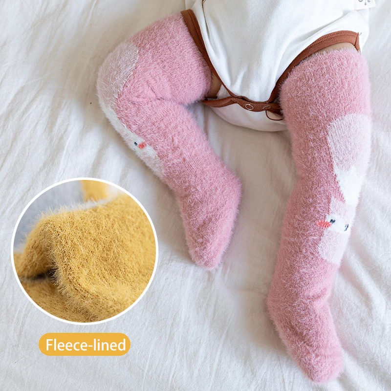 Toddler Sock Newborn Long Socks Kids Winter Thicker Mink Cashmere Baby Girl Infant Funny Cartoon Printed Breathable Sock 0-10T