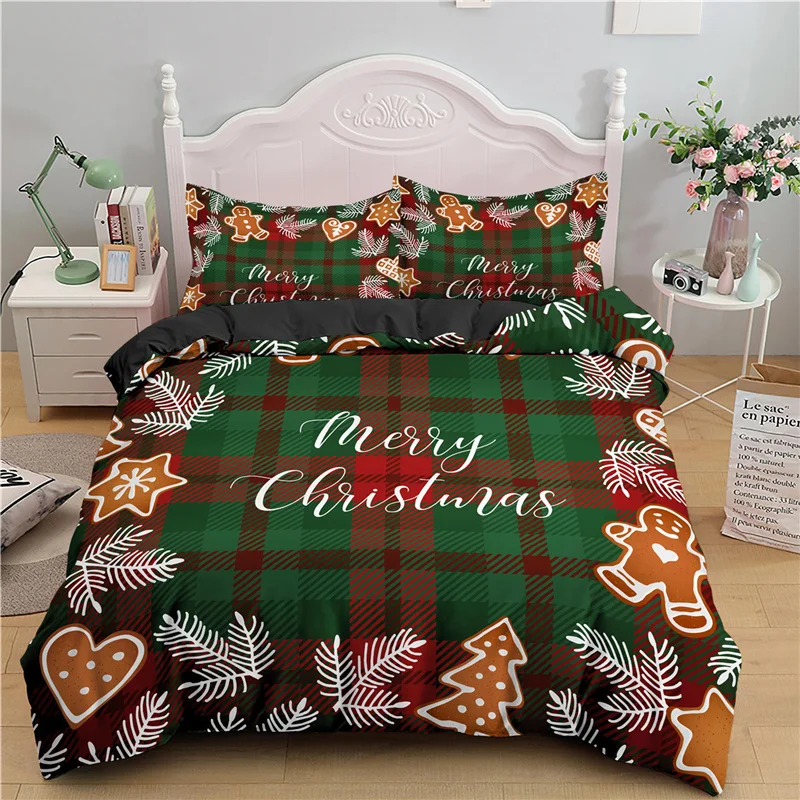 Luxury 3D Christmas Print 2/3Pcs Kids Bedding Set Comfortable Duvet Cover Pillowcase Home Textile Single Queen and King Size