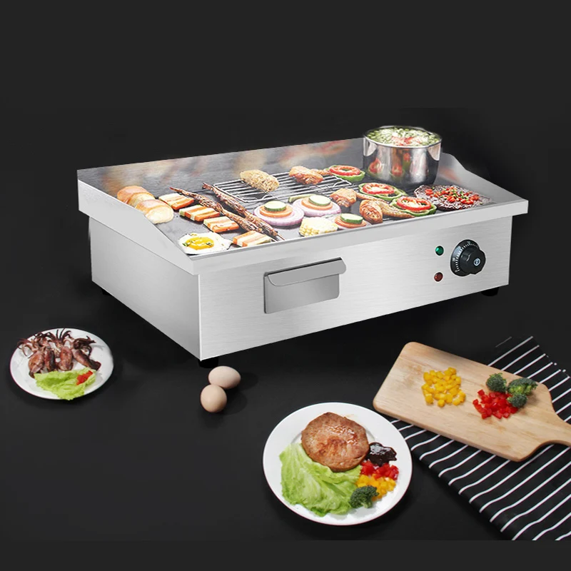 

Electric Griddle Commercial Desktop Fried Steak Noodles Squid Teppanyaki Multifunction Hand Cake Machine Snack Equipment 3000W