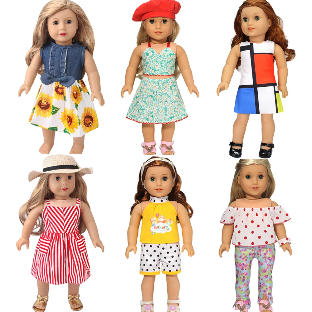 Roupas para Brinquedos de Bonecas Americanas, Fits 43-45cm, Acessórios de Boneca Recem Nascida, Vestidos de Moda, Girl\'s Gift