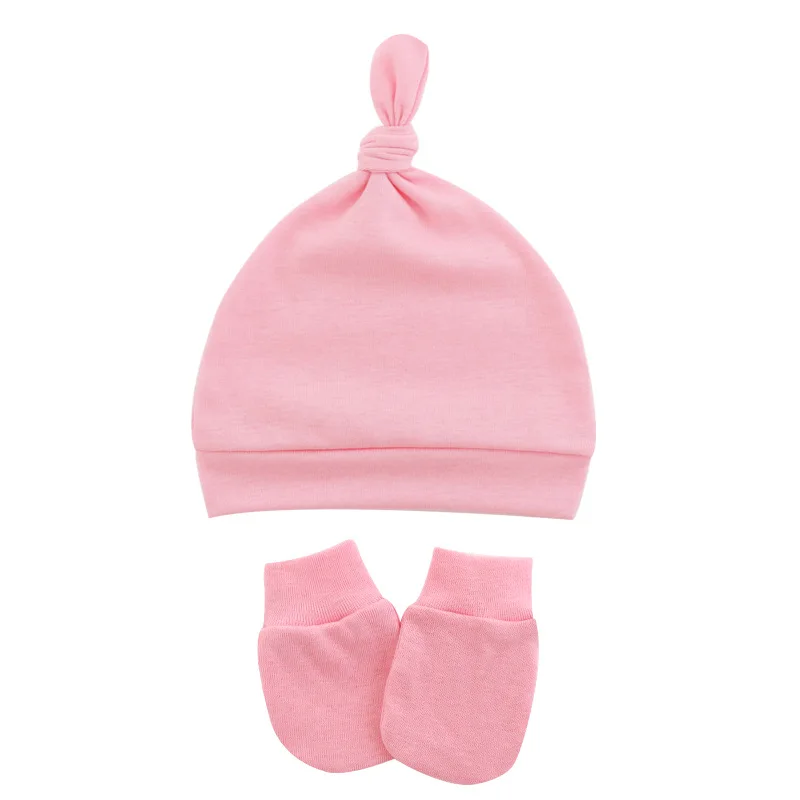 Newborn Hat Gloves Set Cotton Infant Bonnet Baby Beanie Hat New Born Gift for Girls Boys Infant Cap Toddler Accessories