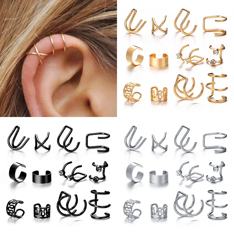 Trendy Wrap Earring Set For Women Clip on Earrings No piercing Ear Cuff Fashion Female Punk Jewelry Gift