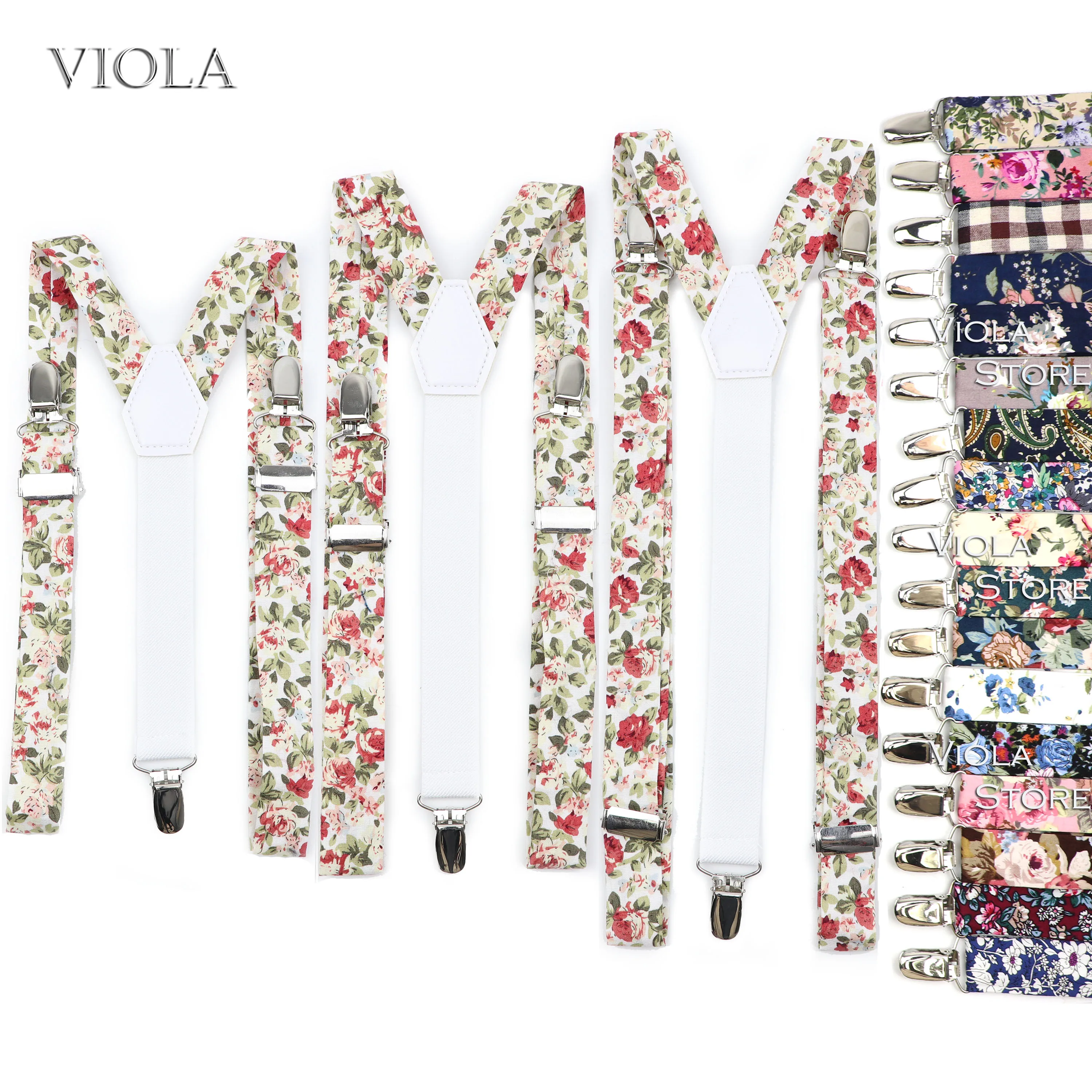 No.21-31 Printed 3 Sizes Floral Cotton Suspenders Men Women Child Braces Adjustable Straps Boy Pants Girl Skirt Accessory Gift