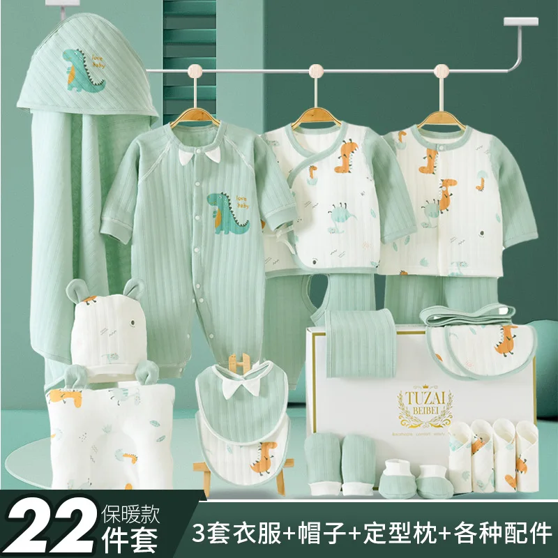 Autumn Baby Cotton Clothing Sets 22/24 Pcs/set 0-6 Months Boys Girls Outfits Friut Jumpsuits Blankets Tops Pants Bibs