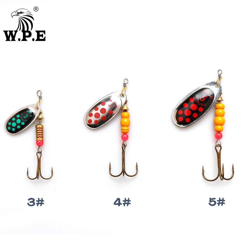 Señuelo giratorio W.P.E cuchara con anzuelo triple para lubina - imagen 3