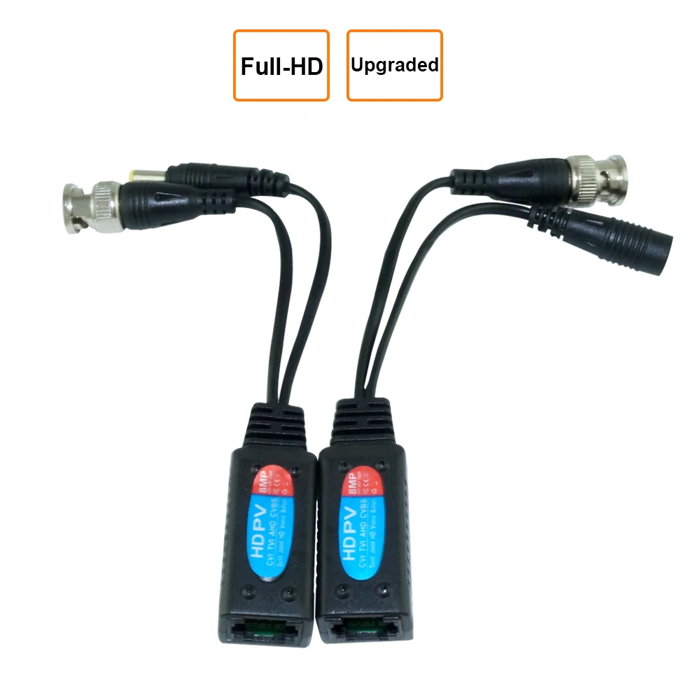 Imagem -03 - Vídeo Balun com Conector de Alimentação 8mp Bnc para Rj45 4k Cctv Passivo Par Trançado para Câmeras Ahd Cvi Tvi Cvbs