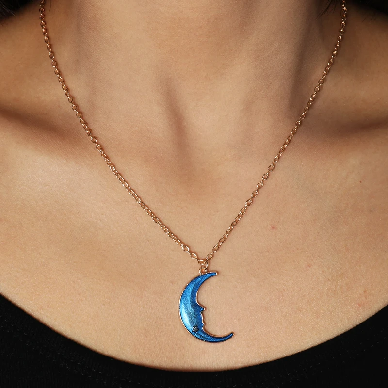 Aihua Heißer Verkauf Hohl Dreieck Herzen Mond Sterne Halsketten für Frauen Colliers Kette Halsketten Bijoux Collier Femme – Detail 21