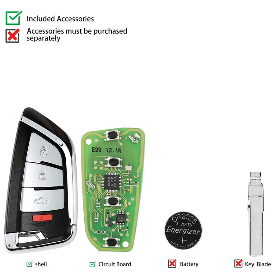 1 個 Xhorse XSKF20EN ナイフスタイルユニバーサルスマートリモコン 4 ボタン付き