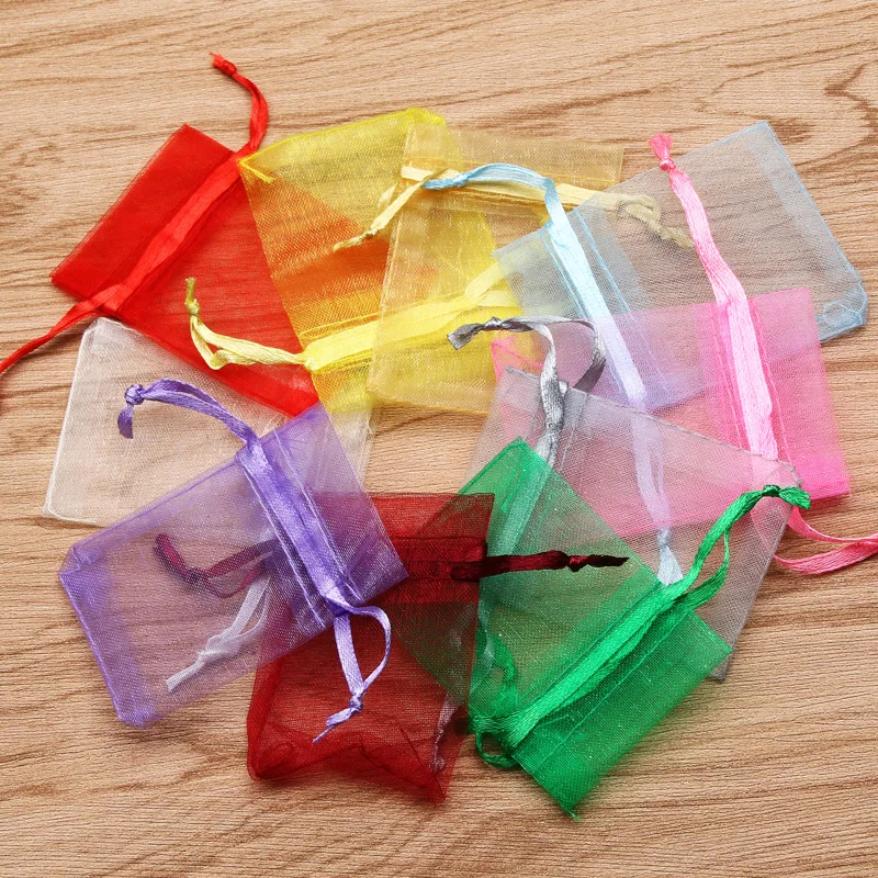 50pcs/lot Organza Bag Jewelry Packaging Gift Bag Candy Wedding Party Goodie Packing Favors Pouches Drawable Bags Present Pouche